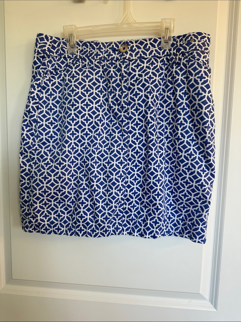 Charter Club Blue and White Geometric Mini Skirt